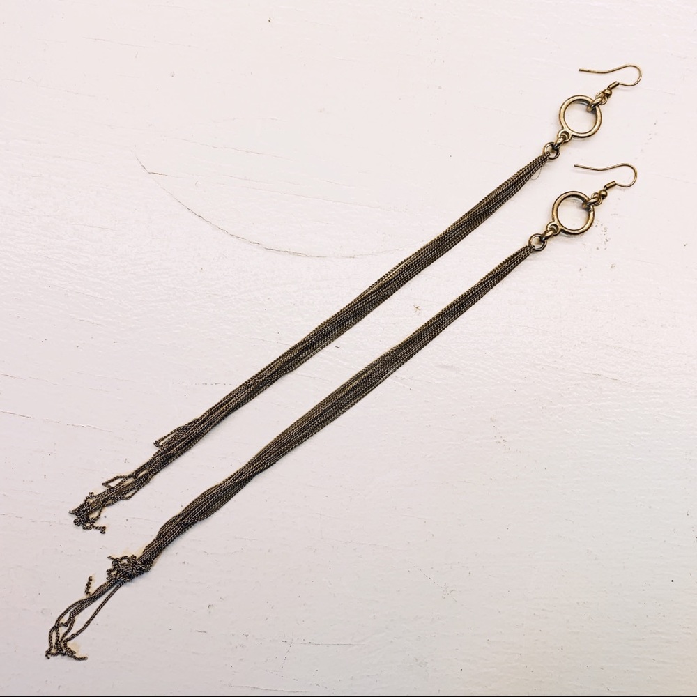 Long Metal Fringe Earrings